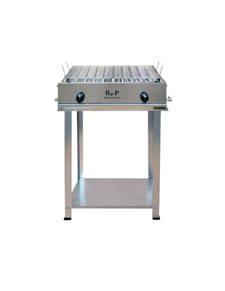 BARBECUE GAS INOX 2 FUOCHI COMPLETO DI KIT RUOTE - BeP